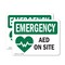 Signmission AED On Site With Symbol, 5 in W x Rectangle, Vinyl Decal OS-2PACK-EM-D-35-L-10289 - alternate 1